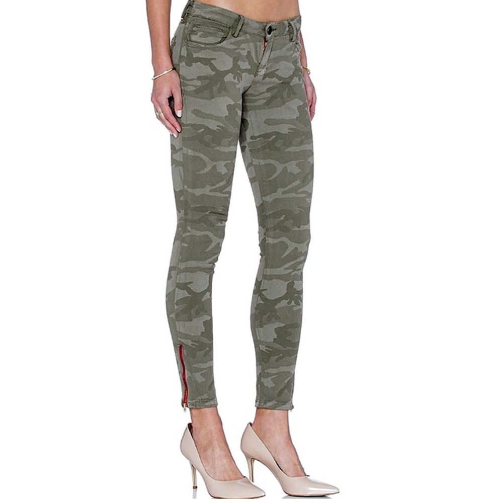 Etienne Marcel Camo‎ Low Rise Skinny Moto Ankle Zip Jeans Green 24 Military Army